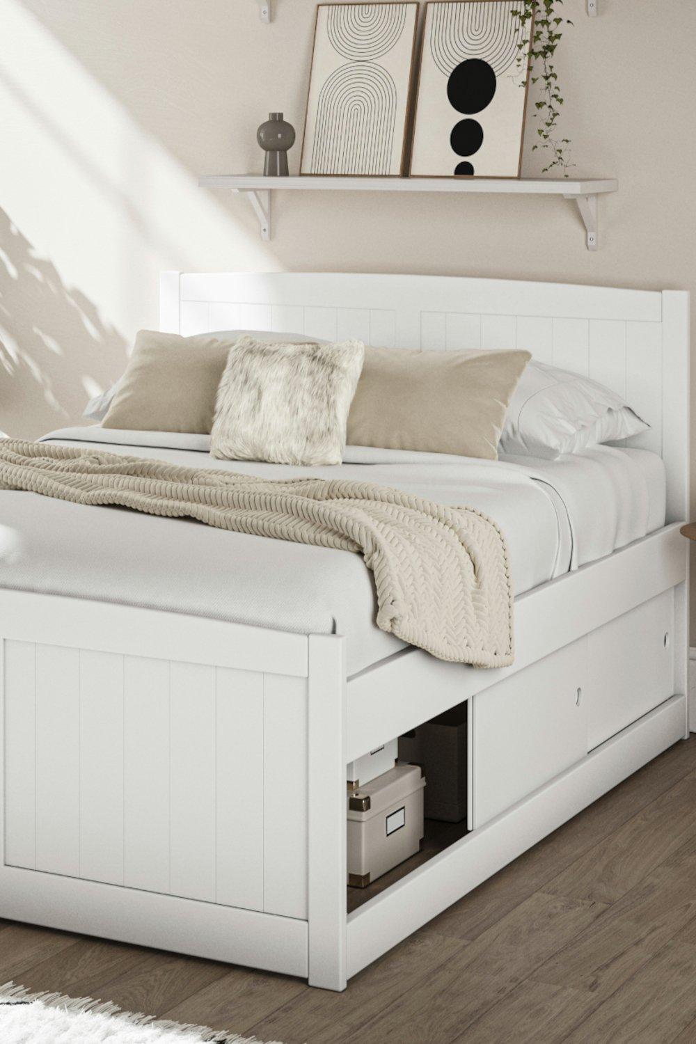 Maxistore 6 Door White Wooden Storage - Bed Frame