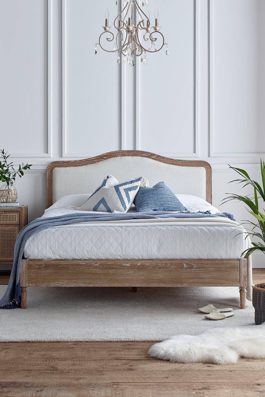 lille oak upholstered bed - bed frame only