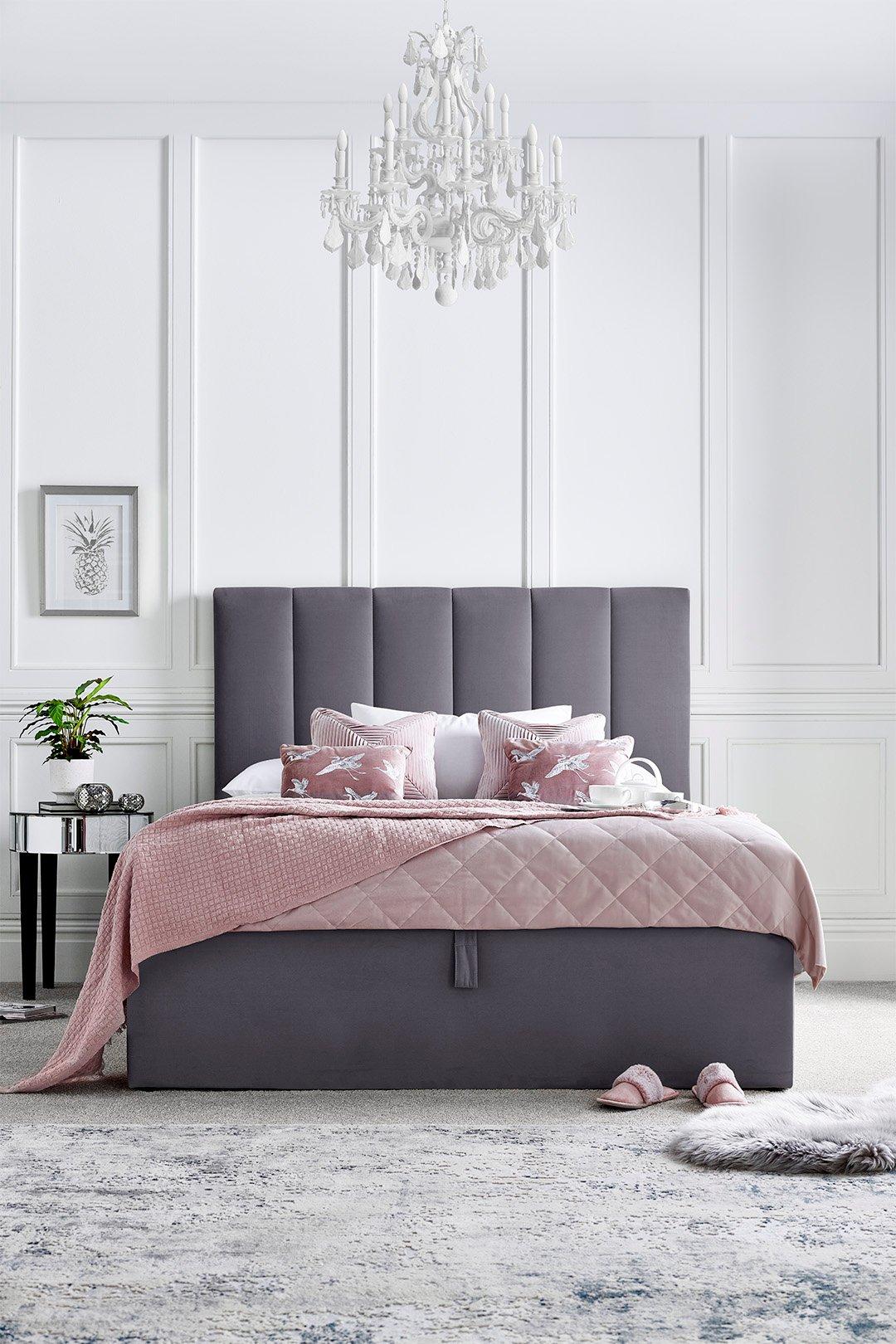 Linea Grey Upholstered Ottoman - Bed Frame Only