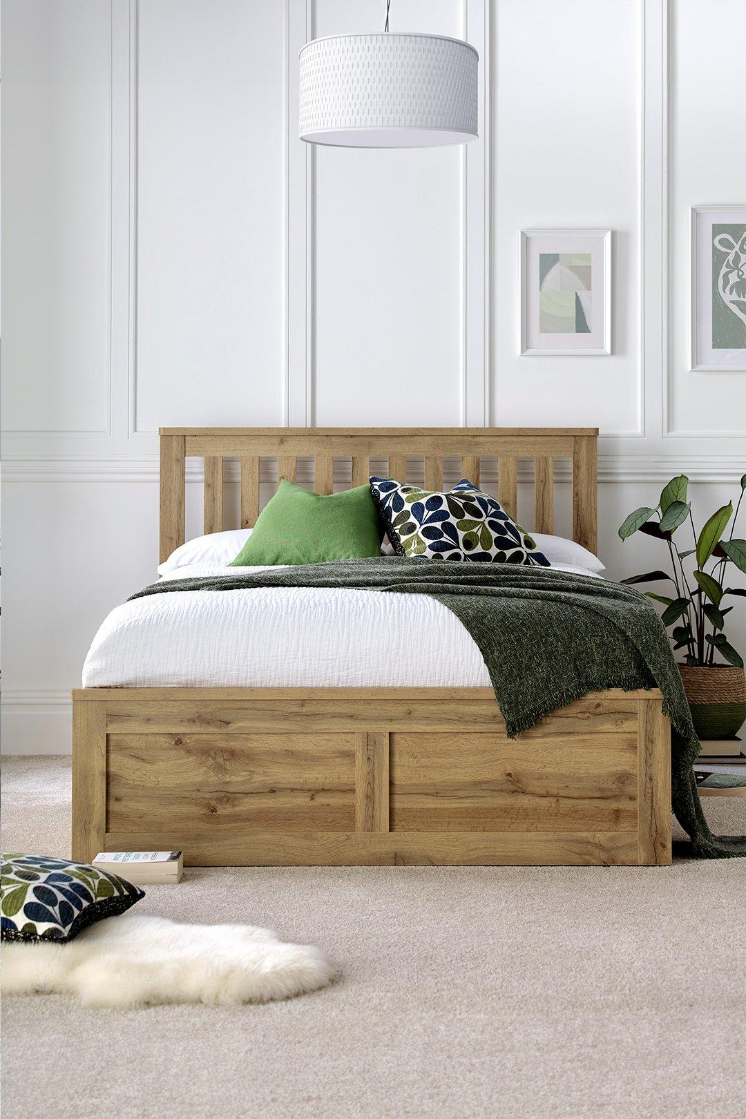 Madison Oak Finish 4 Drawer Wooden - Bed Frame Only