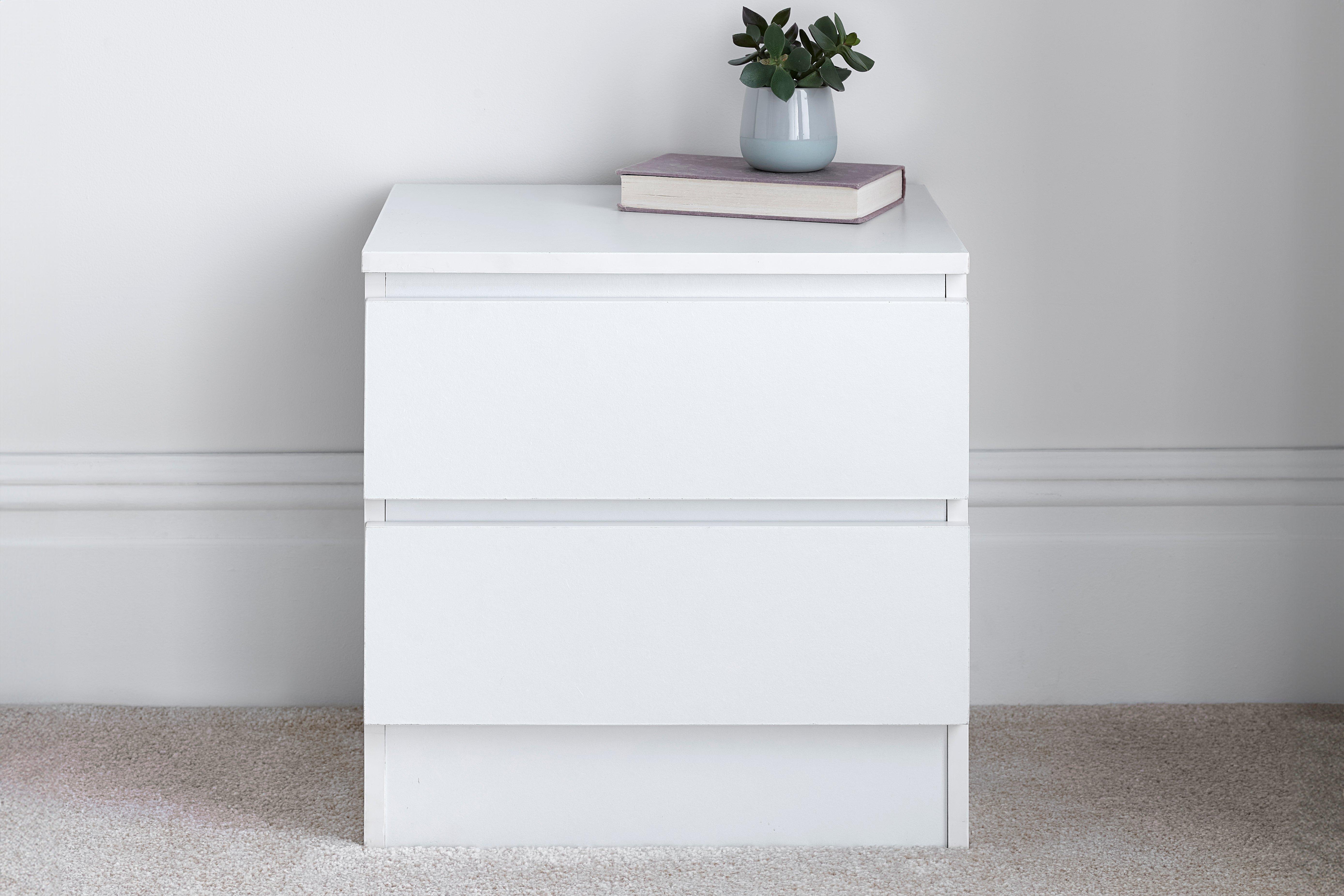 Emma White - 2 Drawer Bedside Table Only