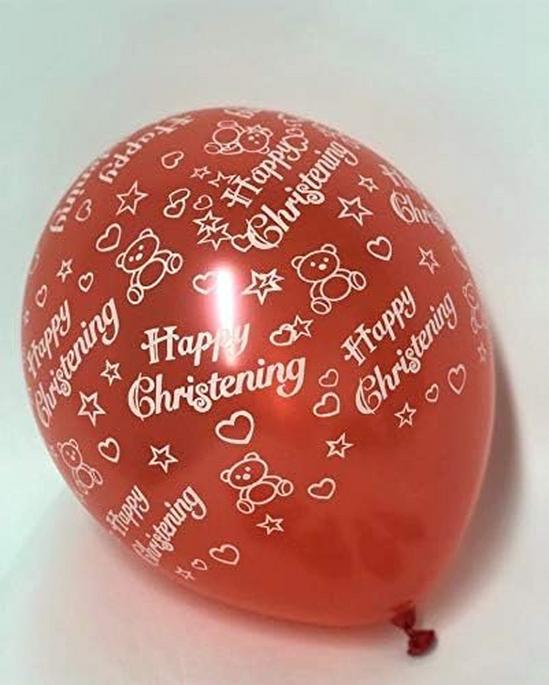 Shatchi Pack of 6 Red Latex Balloons for Christening 3
