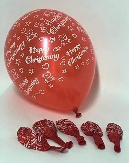 Shatchi Pack of 6 Red Latex Balloons for Christening 4