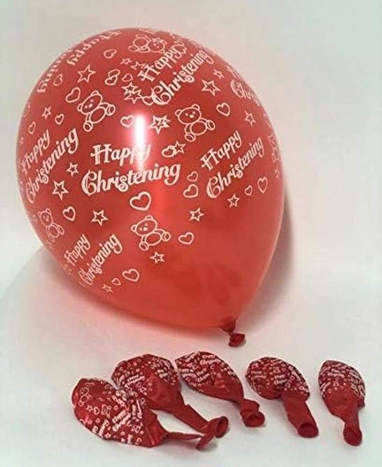 Shatchi Pack of 6 Red Latex Balloons for Christening 5