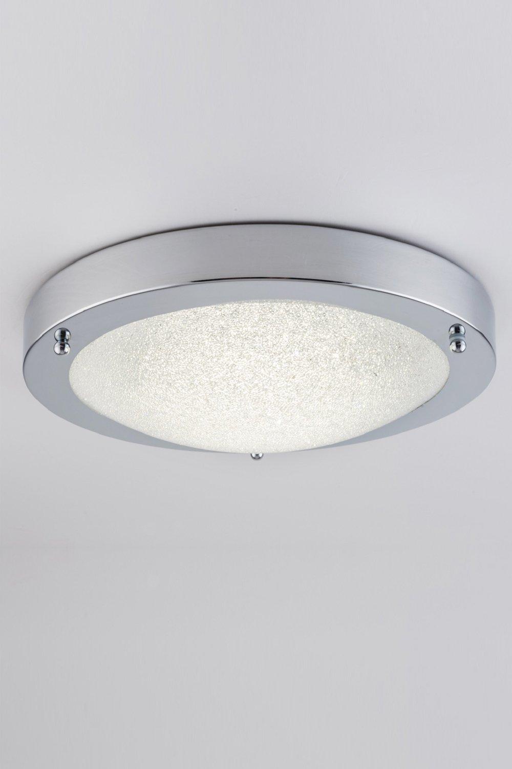 LED Bathroom Ceiling Light Chrome Finish with Glass Shade Natural White (4000K)