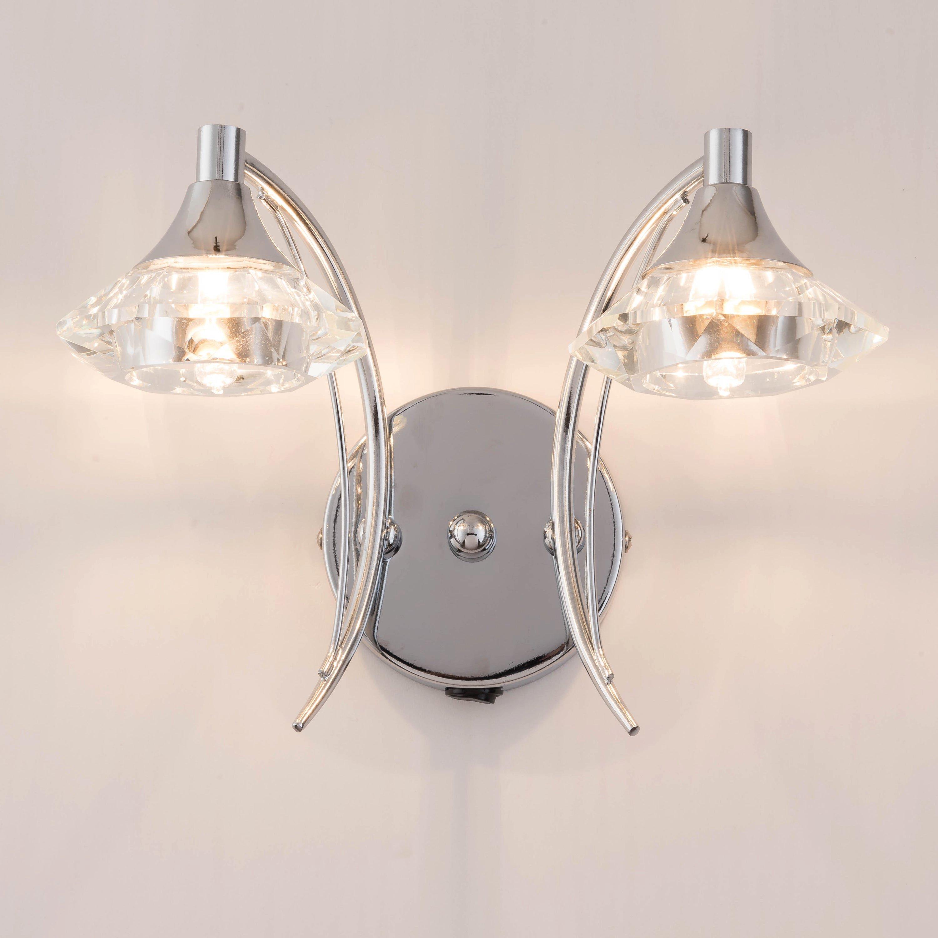 Double Wall Light and Sconce Polished Chrome Finish