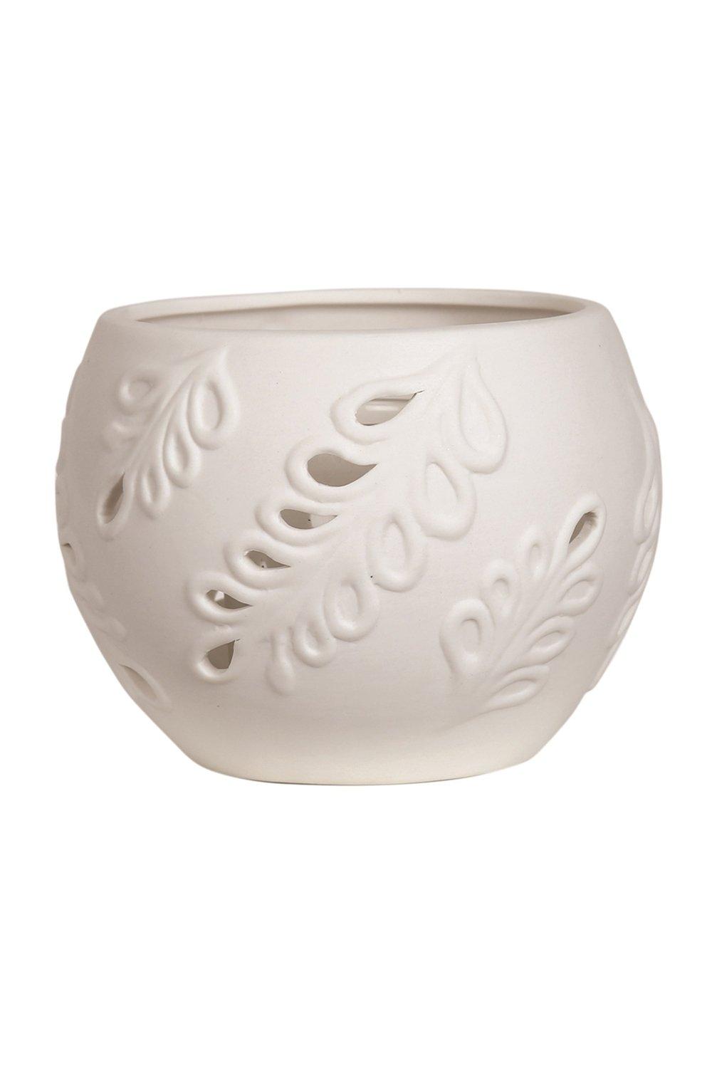 Aroma Accessories Leaf Globe Tealight Holder|white