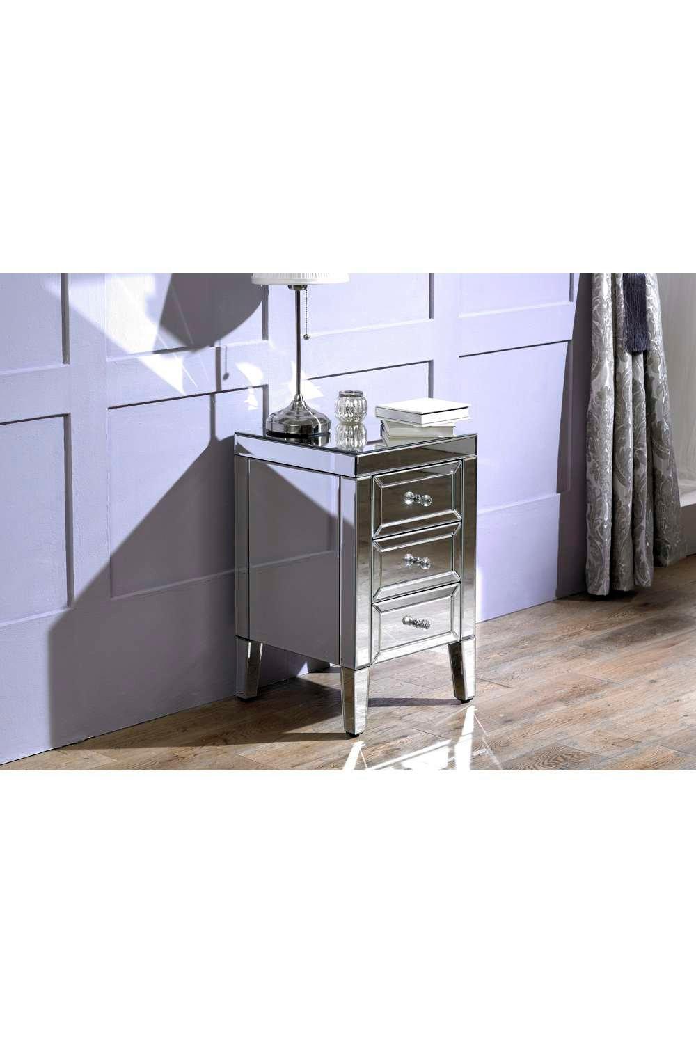 Valencia 3 Drawer Bedside Mirrored