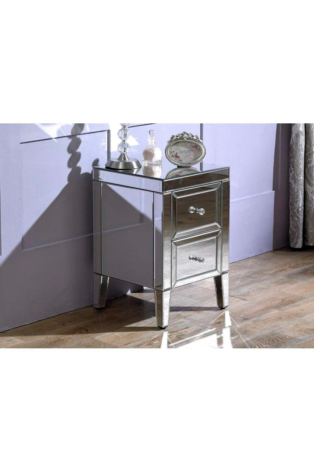 Valencia 2 Drawer Bedside Mirrored