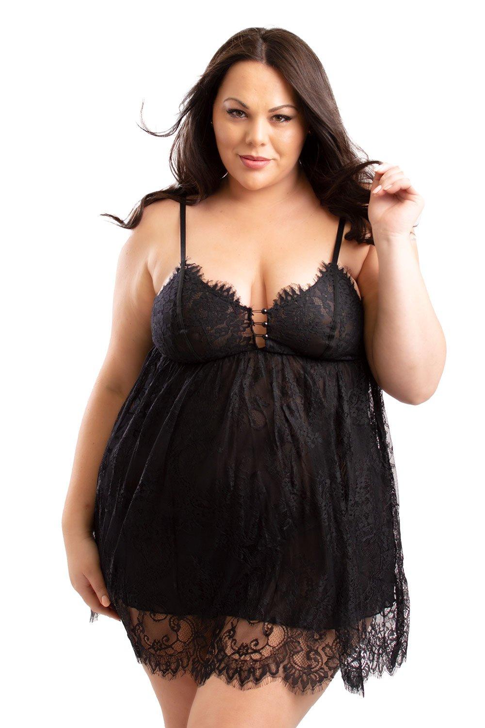 Cate Plus Size Double Layer Lace Nightie