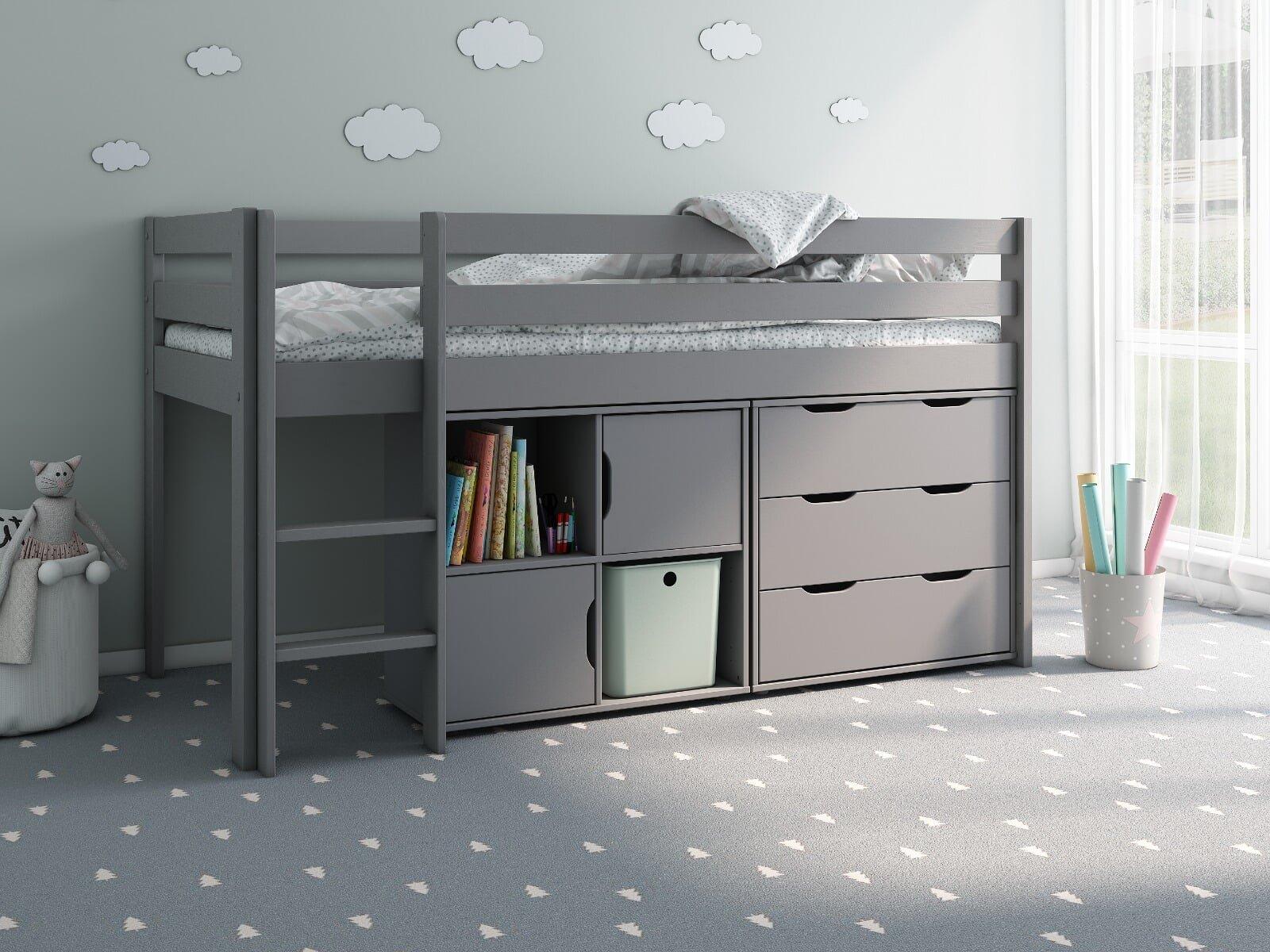 Photos - Bed Flair Nora Solid Wood Mid Sleeper Storage Cabin  