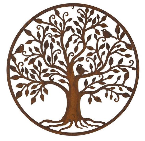 Inspirational Gifting Rustic Round Steel Tree and Bird Screen Wall Art Plaque  1m Diameter 1
