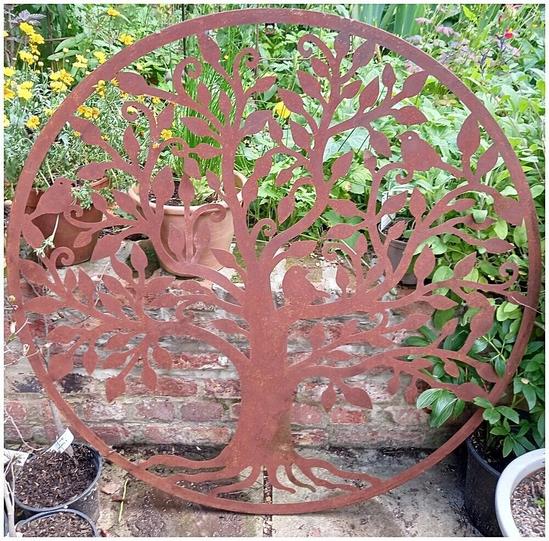 Inspirational Gifting Rustic Round Steel Tree and Bird Screen Wall Art Plaque  1m Diameter 4