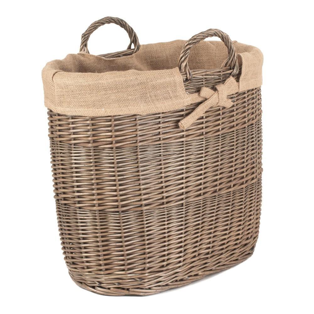Wicker Hessian Lined Oval Log and Storage Basket