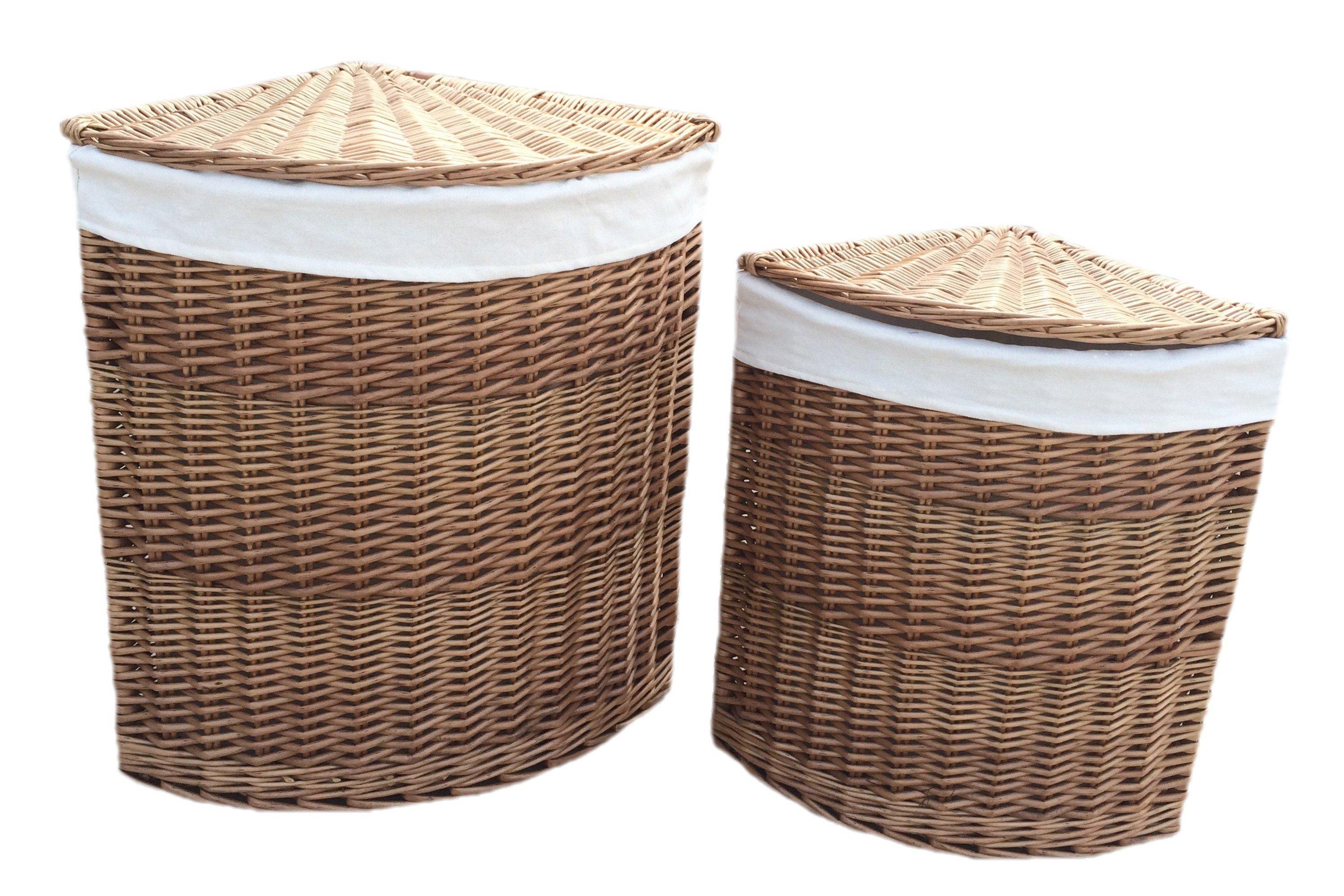 Set of 2 Cotton Lined Light Steamed Corner Laundry Baskets