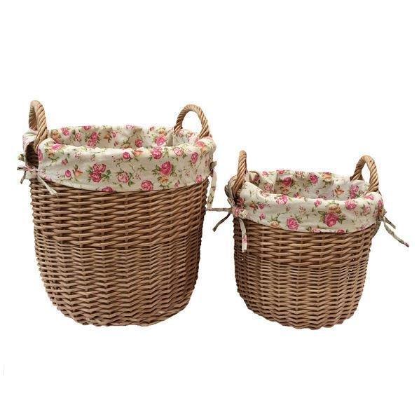 Set of 2 Light Steamed Cotton Lined Laundry Bins