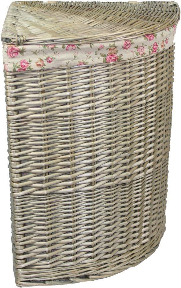 Cotton Lined Antique Wash Wicker Laundry Basket
