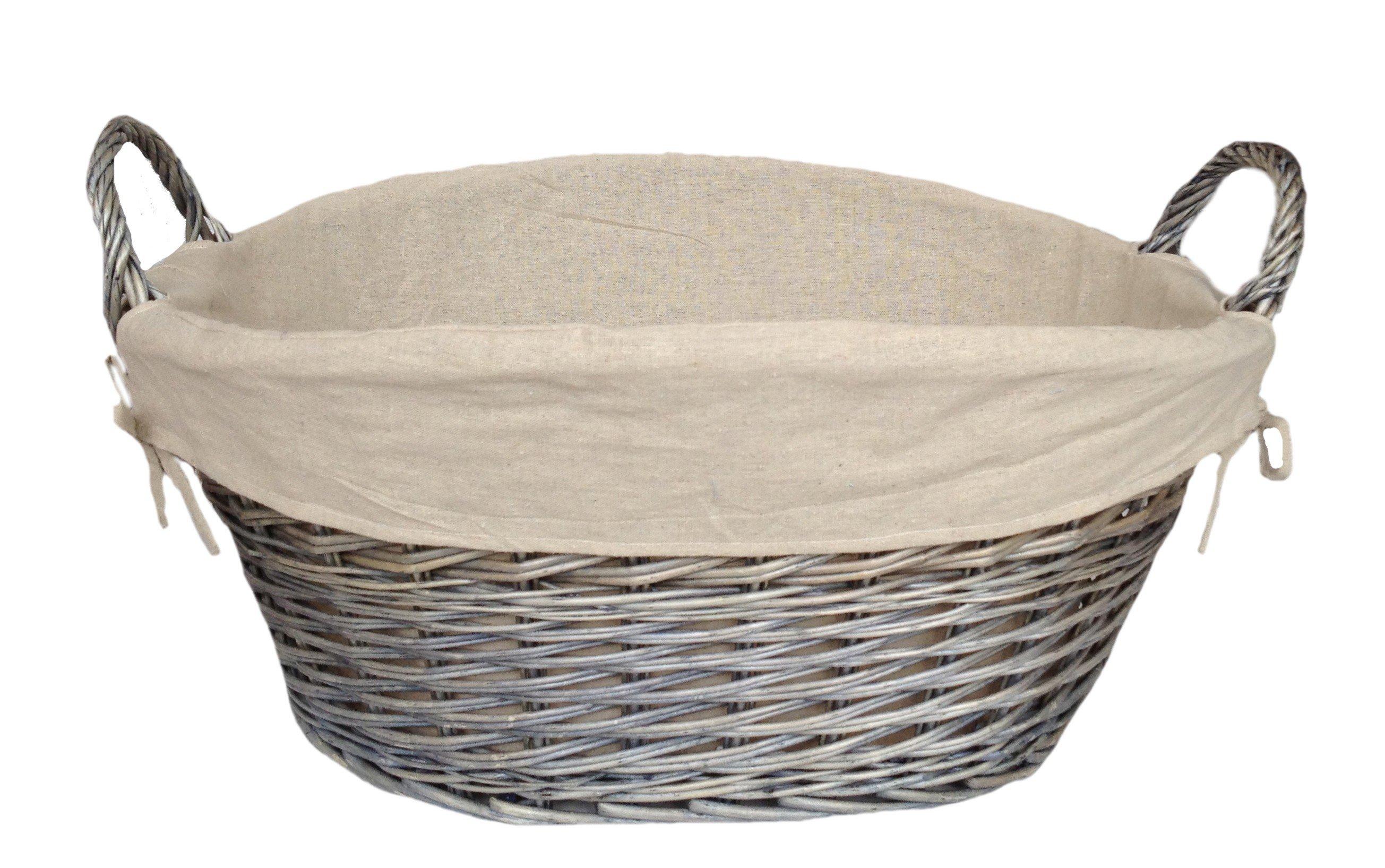 Wicker Antique Wash Lined Laundry Basket