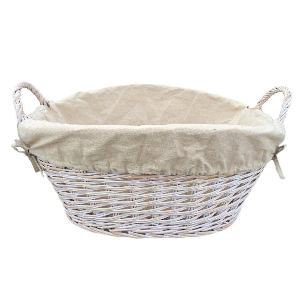 Wicker White Finish Lined Wash Basket