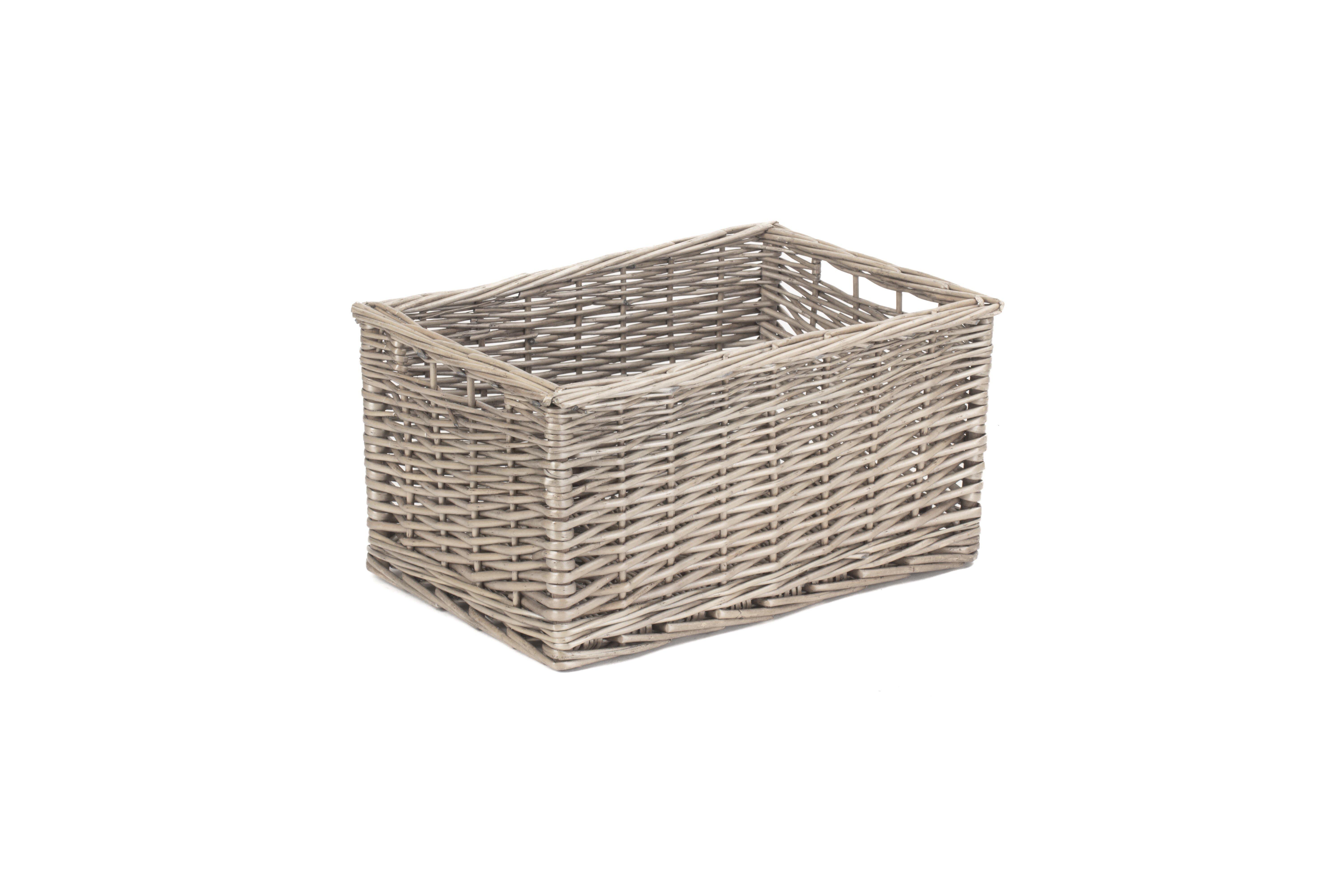 Wicker Antique Wash Lined Open Storage Basket