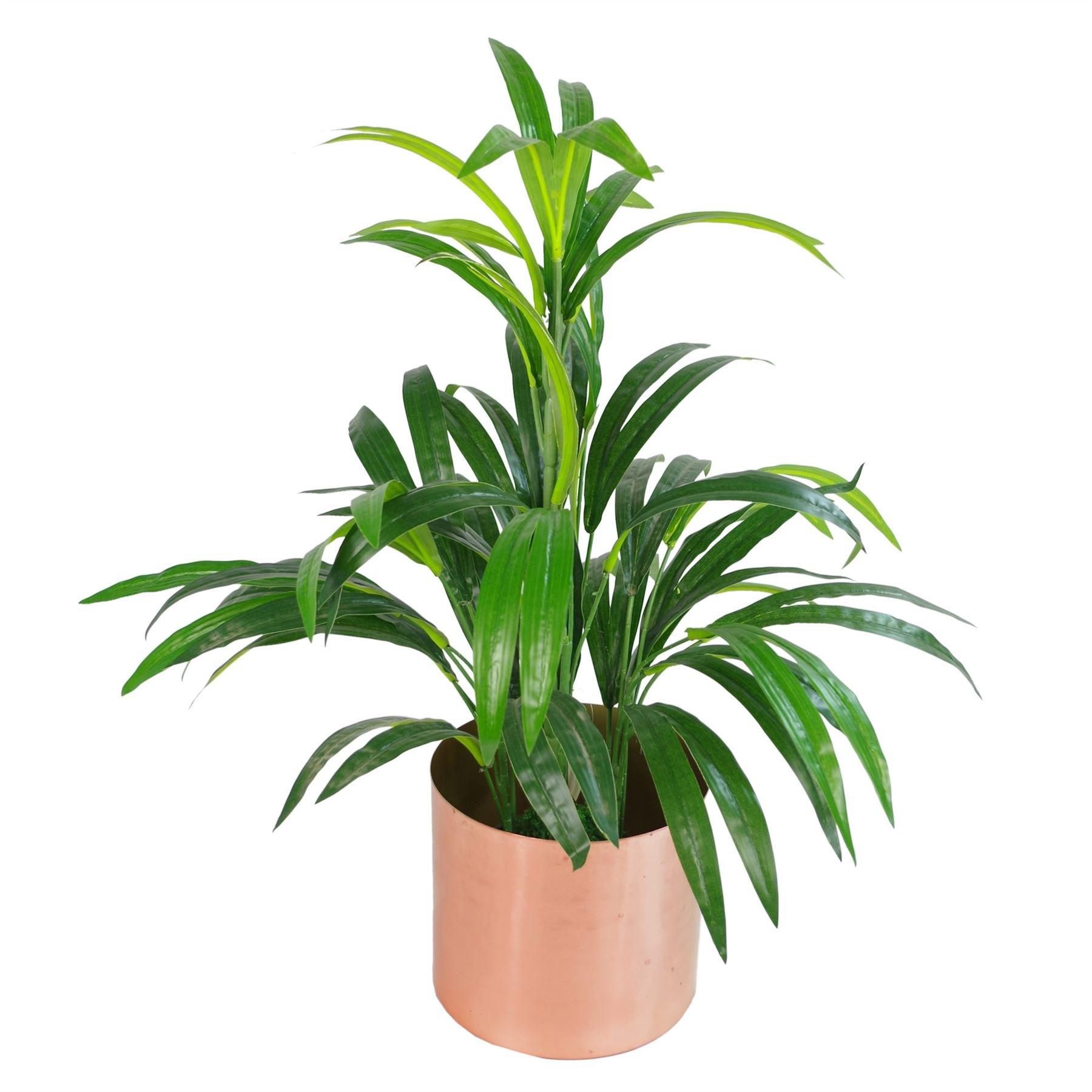 65cm Artificial Bamboo Leaf Shrub with Brushed Copper Planter