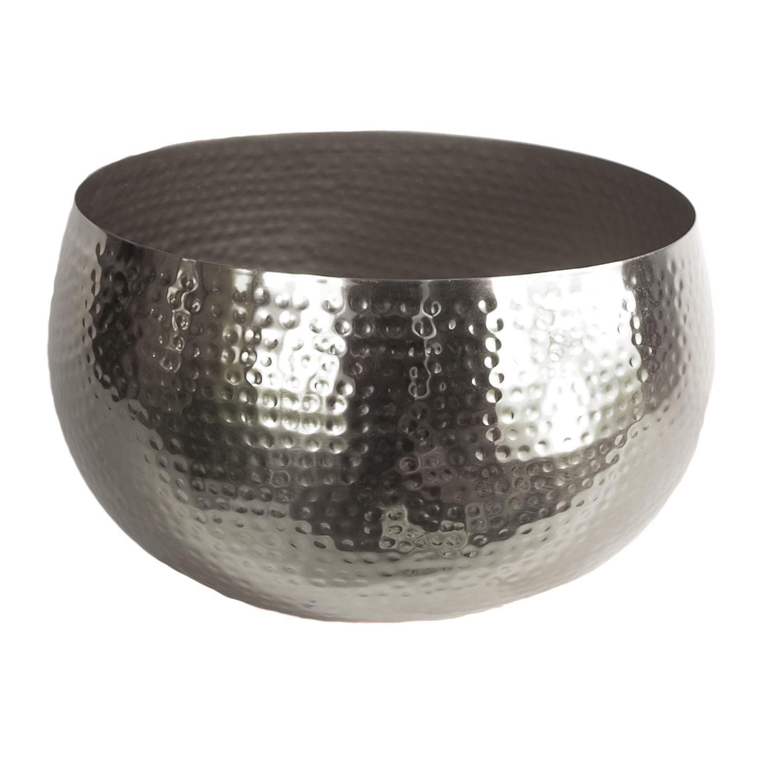 XL Metal bowl 32 x 20cm Hammered Silver Colour - Straight Edge