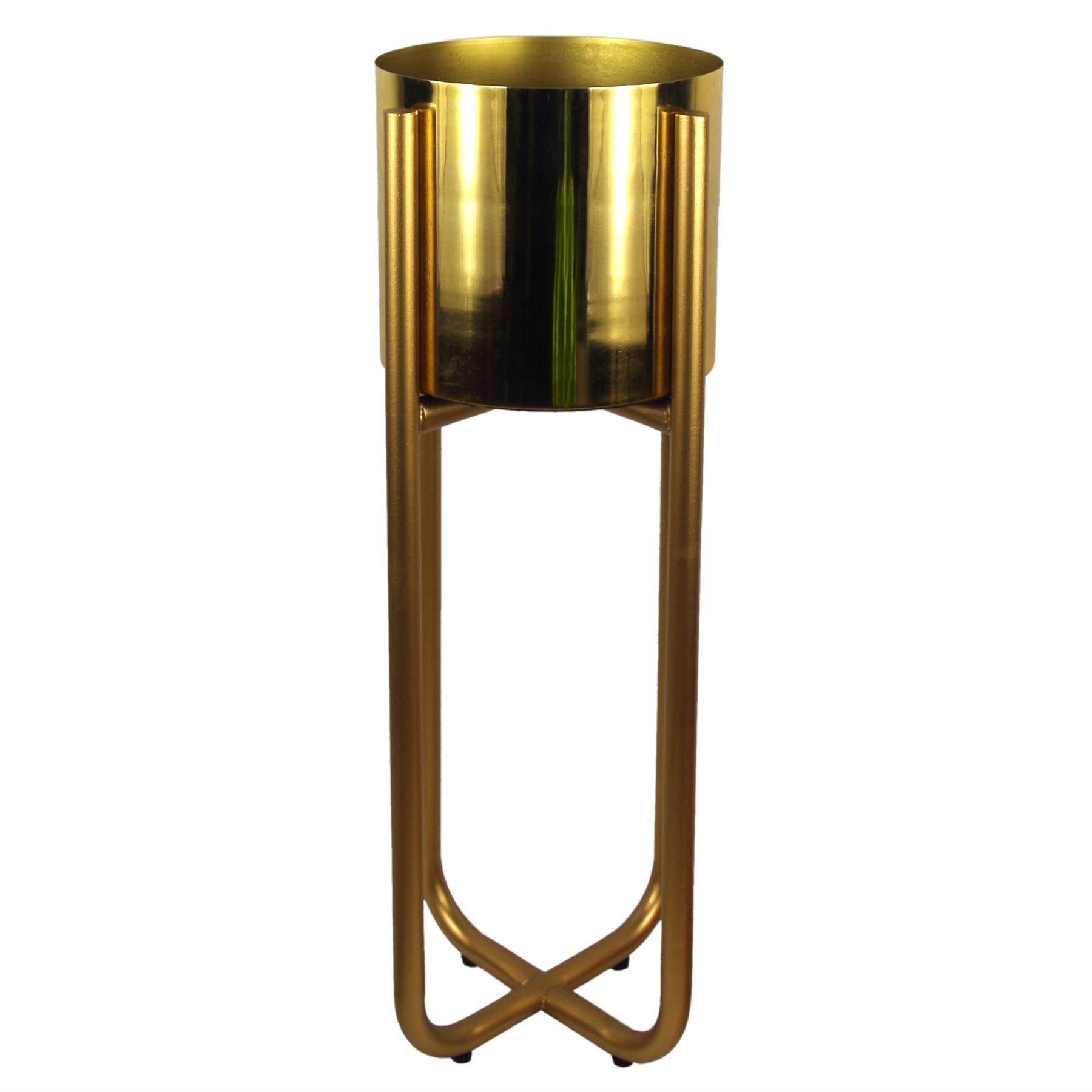Tall Gold Stand with Gold Metal Planter 62cm x 18cm