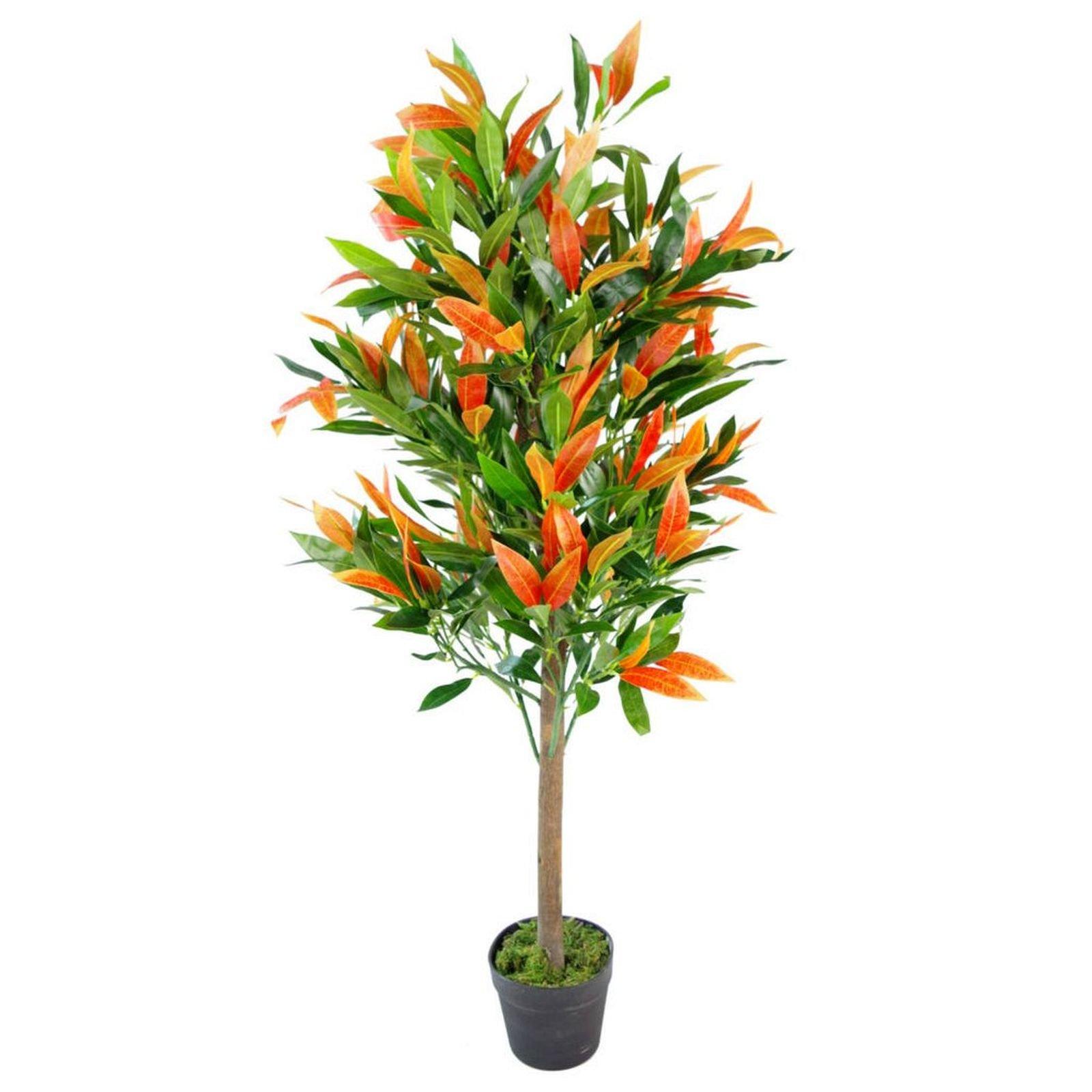 130cm Leaf Realistic Red Robin Artificial Ficus Tree Photinia Red Green