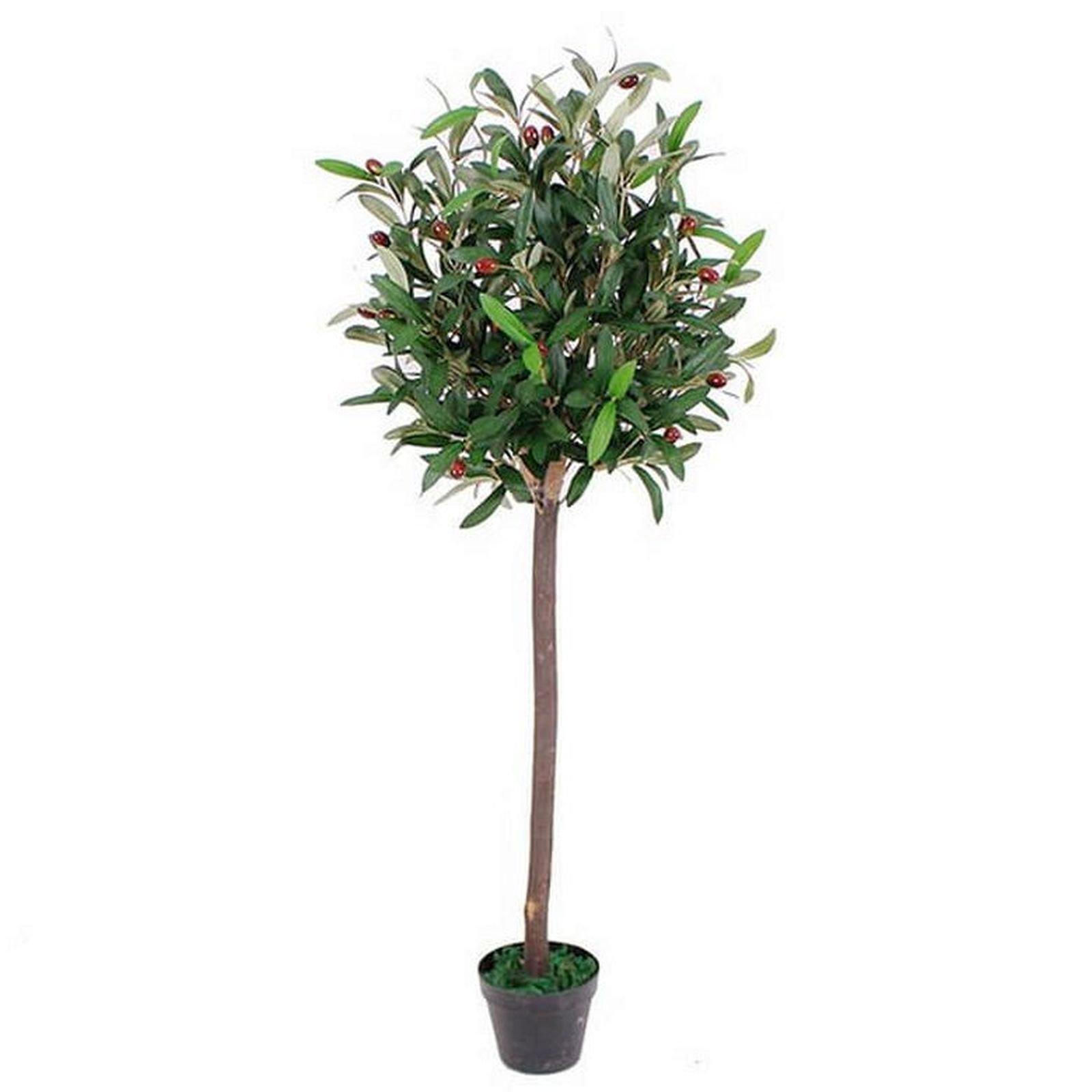 120cm Leaf Design UK Realistic Artificial Olive Tree in Black Plastic Pot