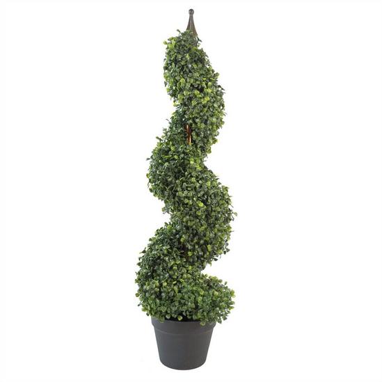 Leaf 90cm (3ft) Tall Artificial Boxwood Tower Tree Topiary Spiral Metal Top 1