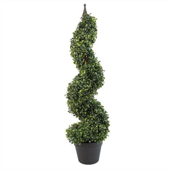 Leaf 90cm (3ft) Tall Artificial Boxwood Tower Tree Topiary Spiral Metal Top 2