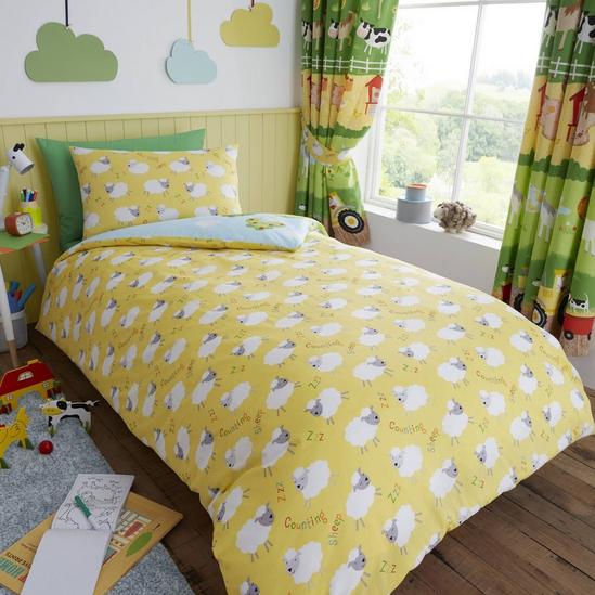 Happy Linen Company Kids Farm Animals Counting Sheep Reversible Duvet Cover Bedding Set 2