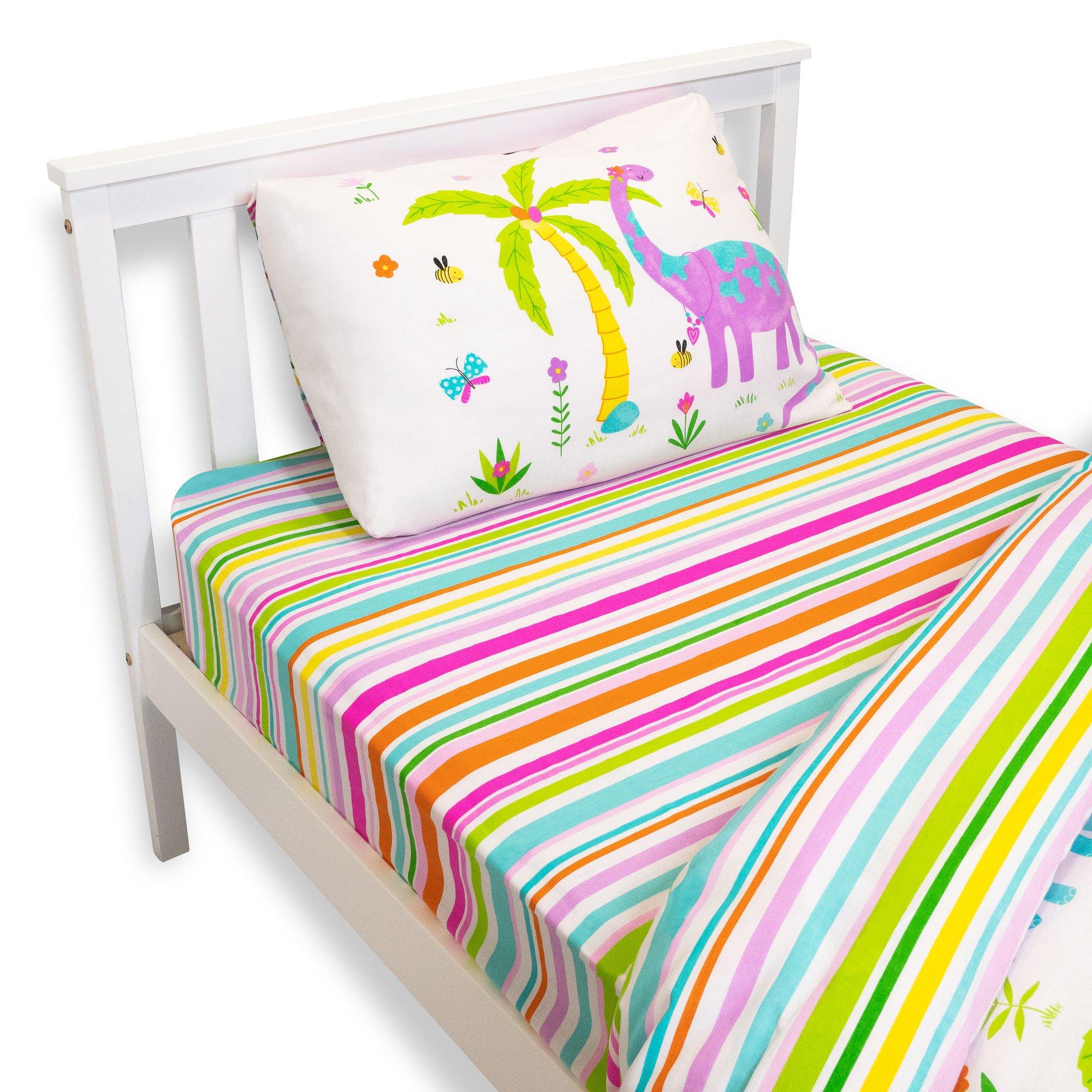 Kids Stripes Fitted Sheet For Daisy Dino Bedding