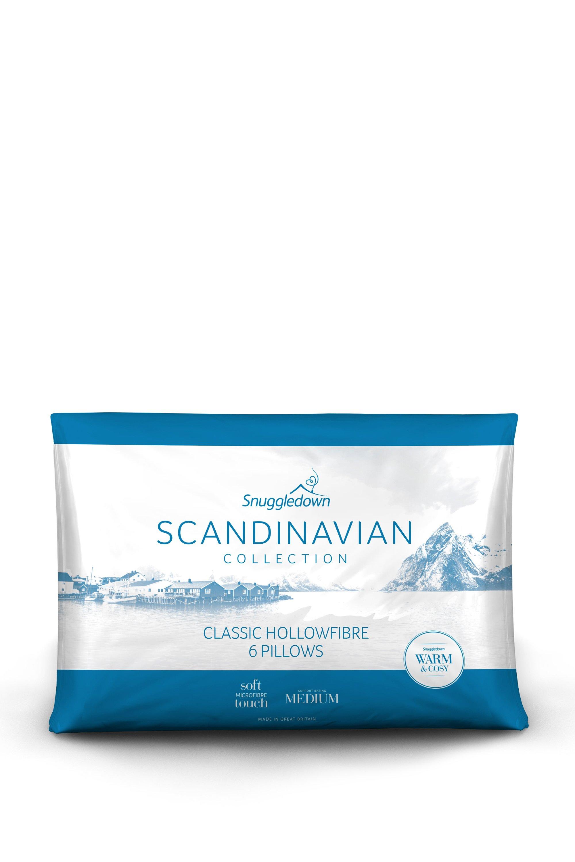 6 Pack Scandinavian Hollowfibre Medium Support Pillows