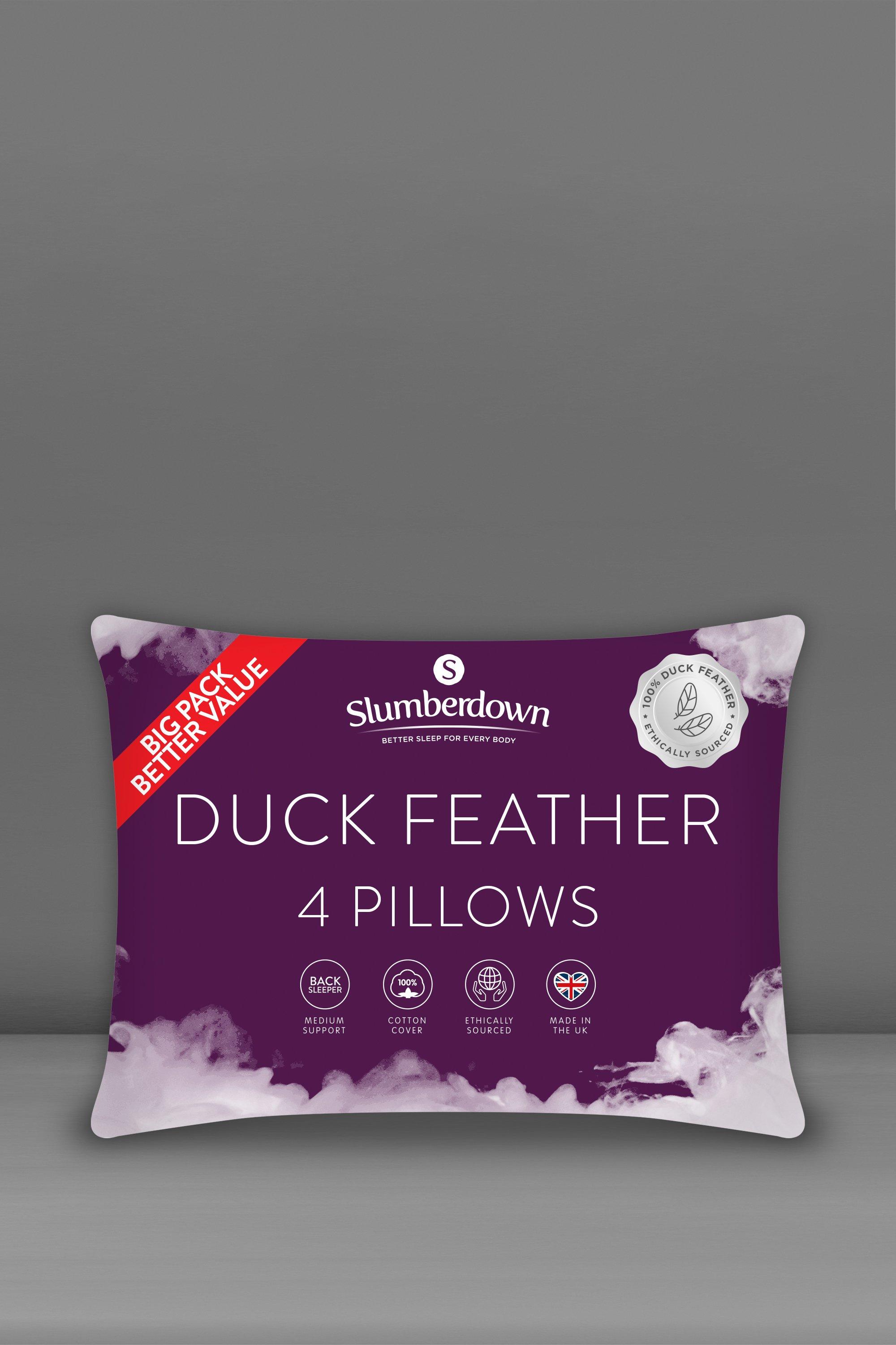 4 Pack Duck Feather Medium Support Pillows