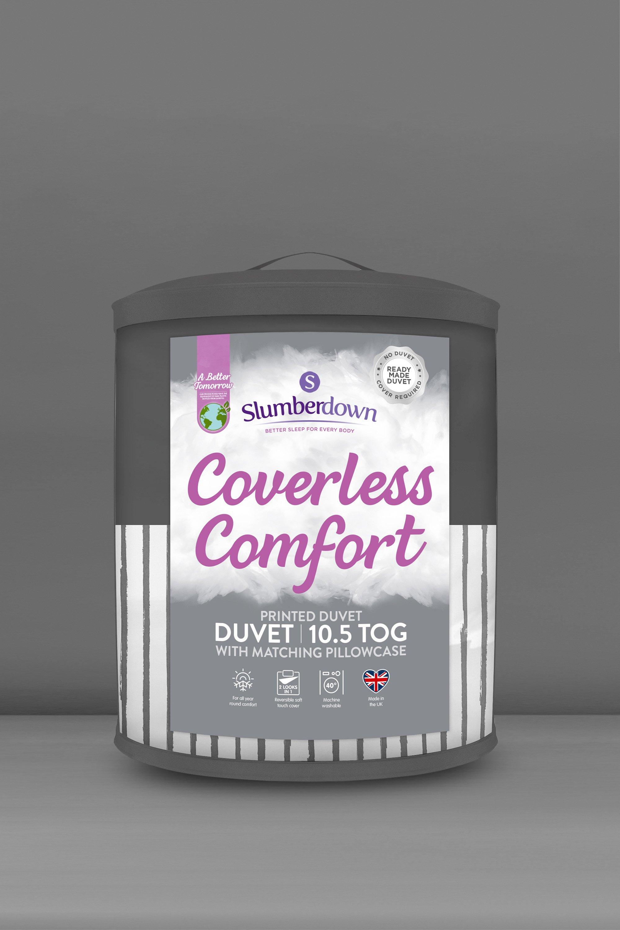Coverless Comfort Printed Stripe Grey 10.5 Tog Duvet