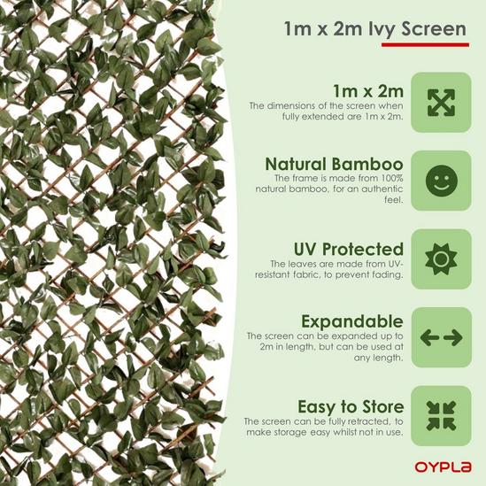 Oypla Artificial Ivy Leaf Willow Trellis Expandable Privacy Fence Screen 1m x 2m 3