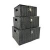 Oypla Set of 3 Black Resin Woven Wicker Style Storage Baskets thumbnail 2
