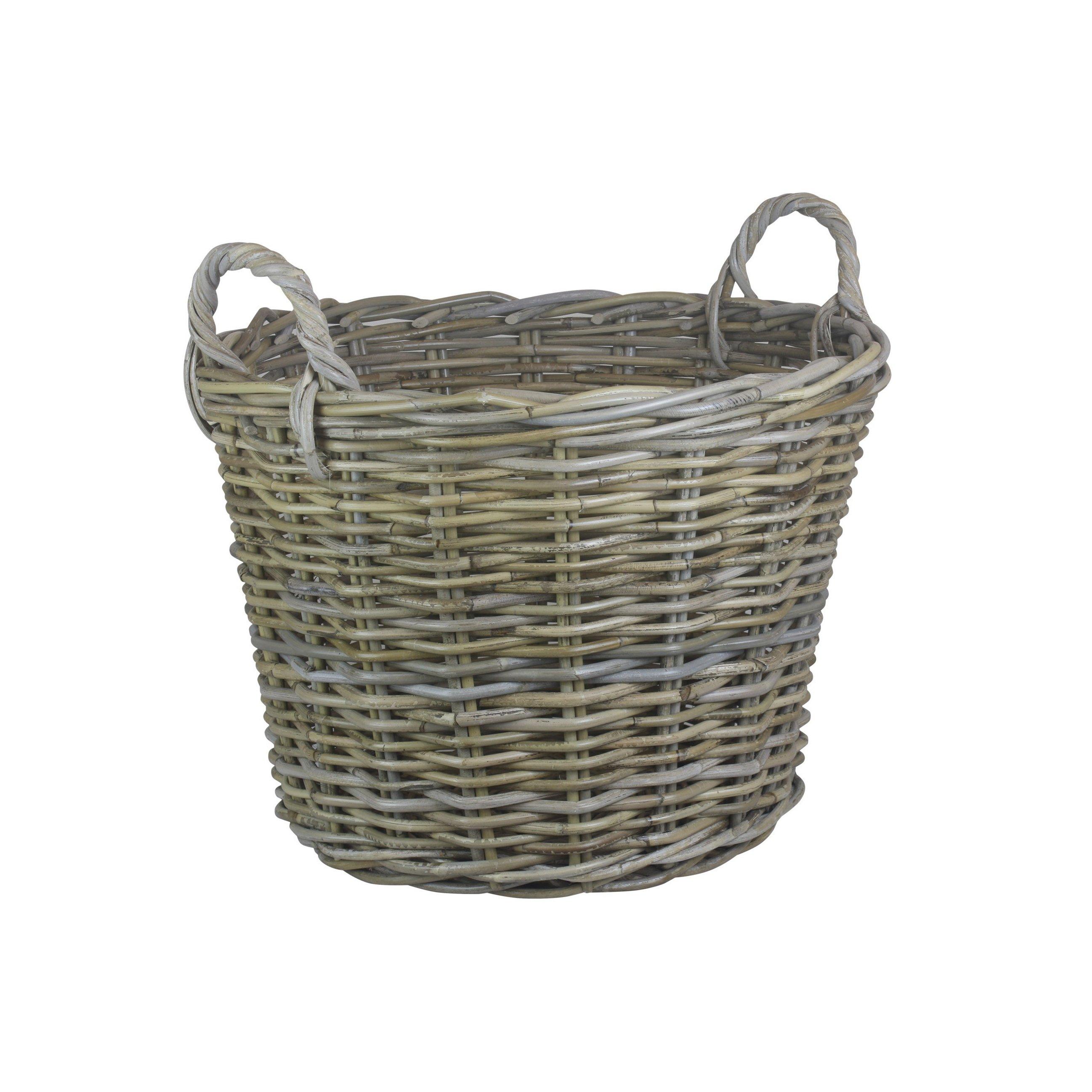 Rattan Round Grey Rattan Log Basket