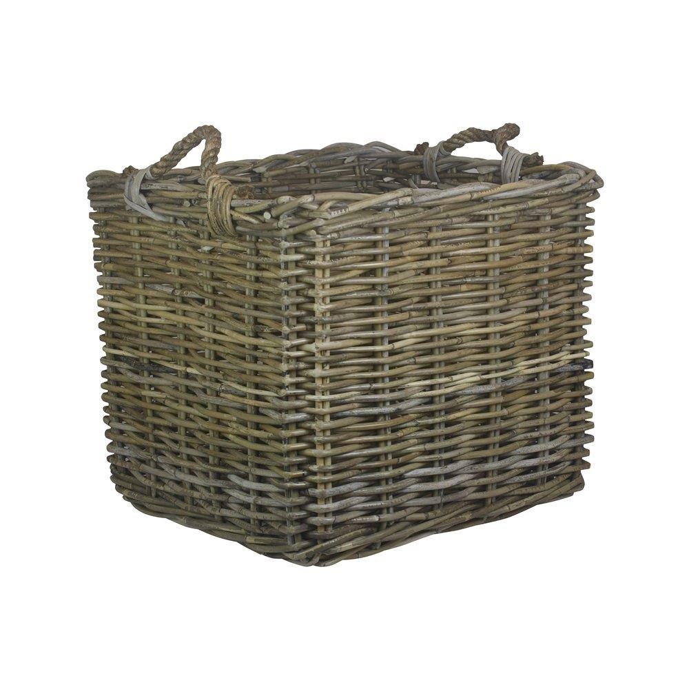 Rattan Square Grey Rattan Log Basket