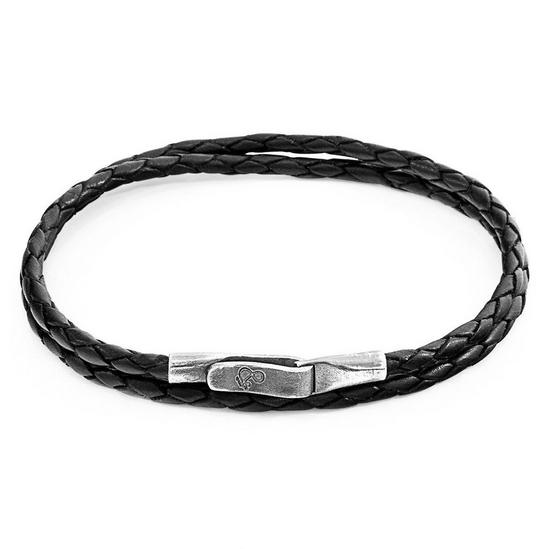 ANCHOR & CREW Liverpool Silver and Braided Leather Bracelet 1