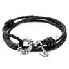 ANCHOR & CREW Clyde Anchor Silver and Braided Leather Bracelet thumbnail 1