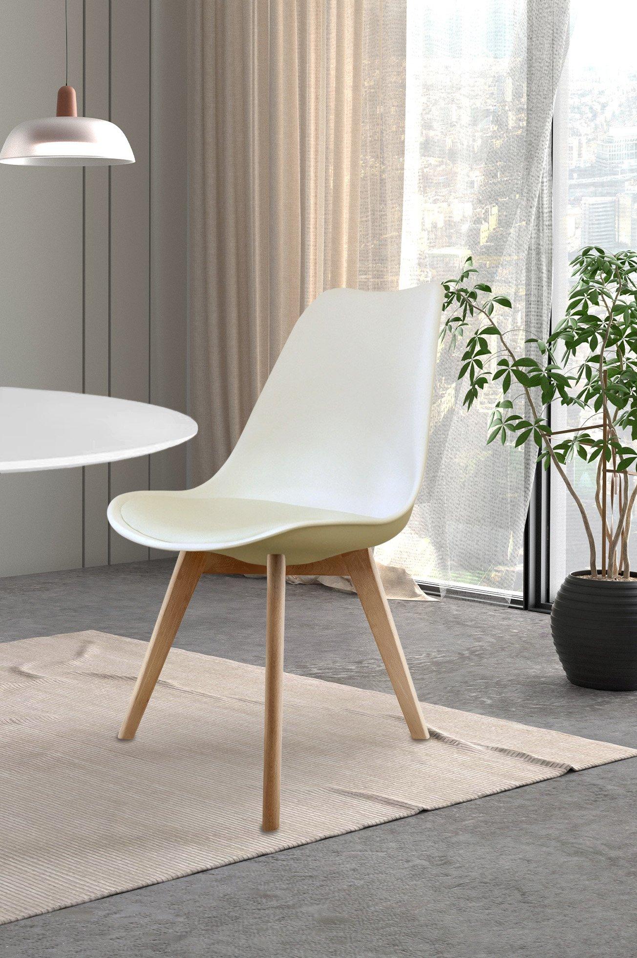 Soho Plastic Dining Chair With Squared Light Wood Legs