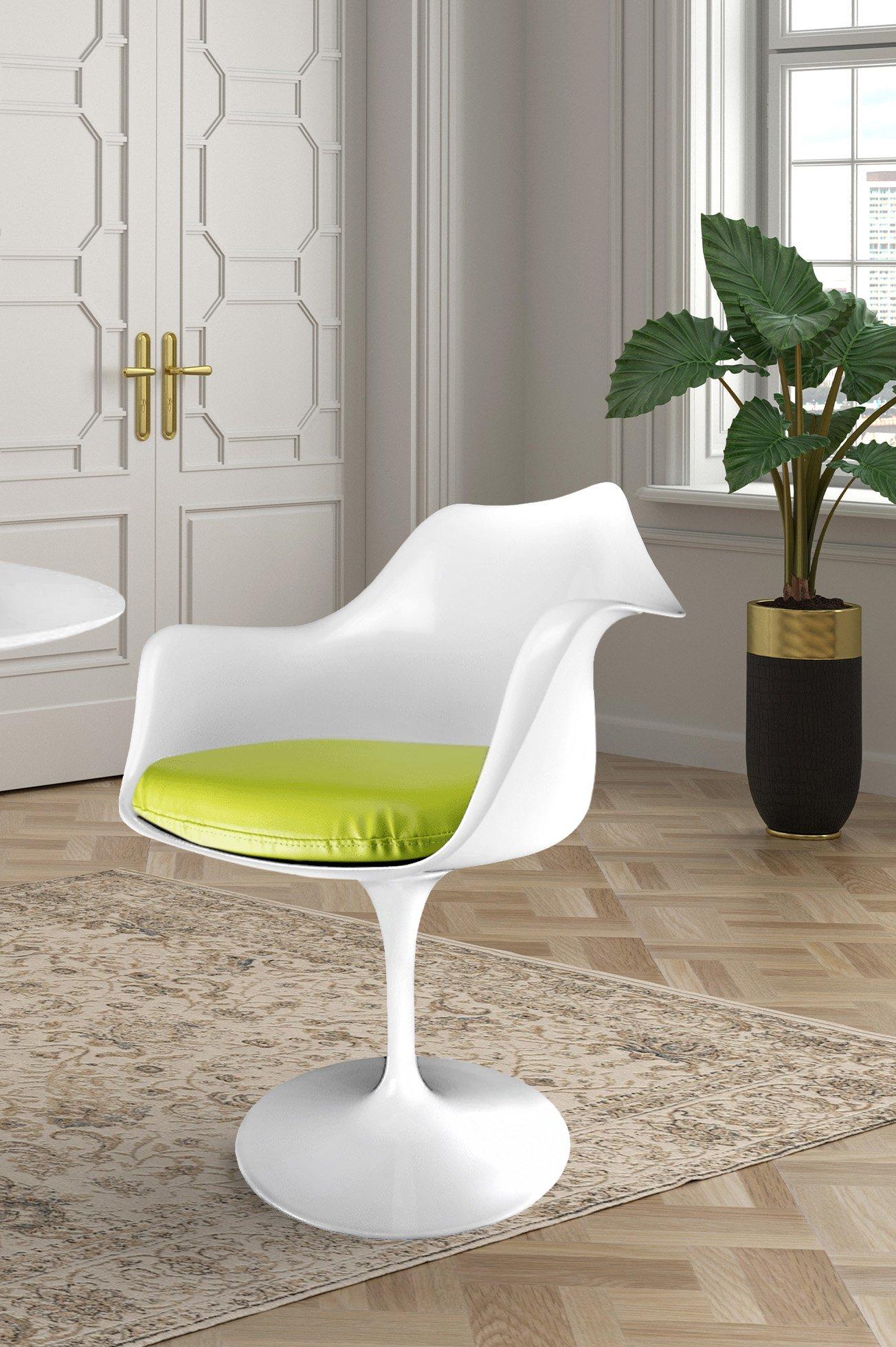 White Tulip Armchair with PU Cushion