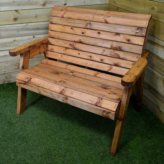Samuel Alexander Charles Taylor Hand Made Traditional 2 Seater Chunky Rustic Wooden Garden Bench Furniture Flat Packed 2