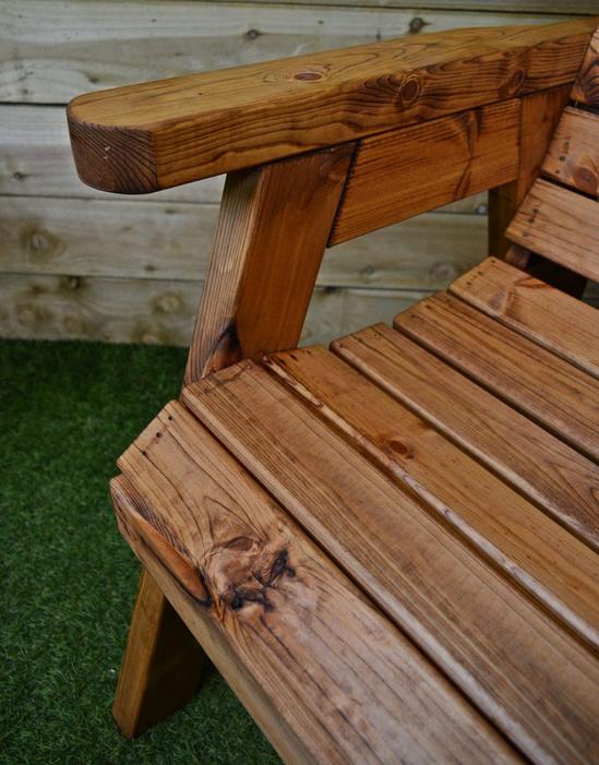Samuel Alexander Charles Taylor Hand Made Traditional 2 Seater Chunky Rustic Wooden Garden Bench Furniture Flat Packed 3