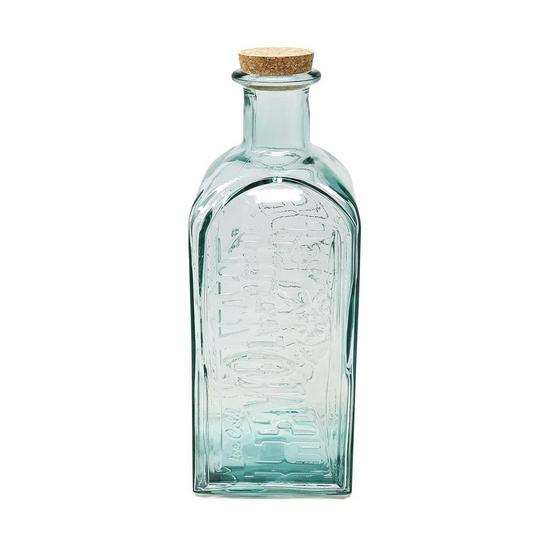 Verano Spanish Ceramics Recycled Glass Antique Clear Embossed Home Décor Vintage Lemonade Bottle w/ Cork 2L 1