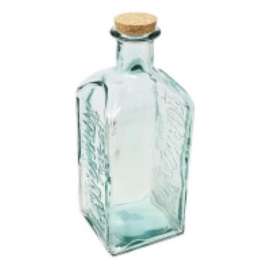 Verano Spanish Ceramics Recycled Glass Antique Clear Embossed Home Décor Vintage Lemonade Bottle w/ Cork 2L 2