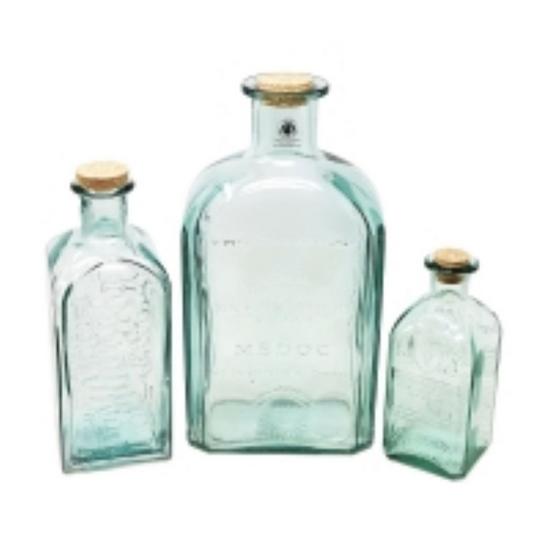 Verano Spanish Ceramics Recycled Glass Antique Clear Embossed Home Décor Vintage Lemonade Bottle w/ Cork 2L 3