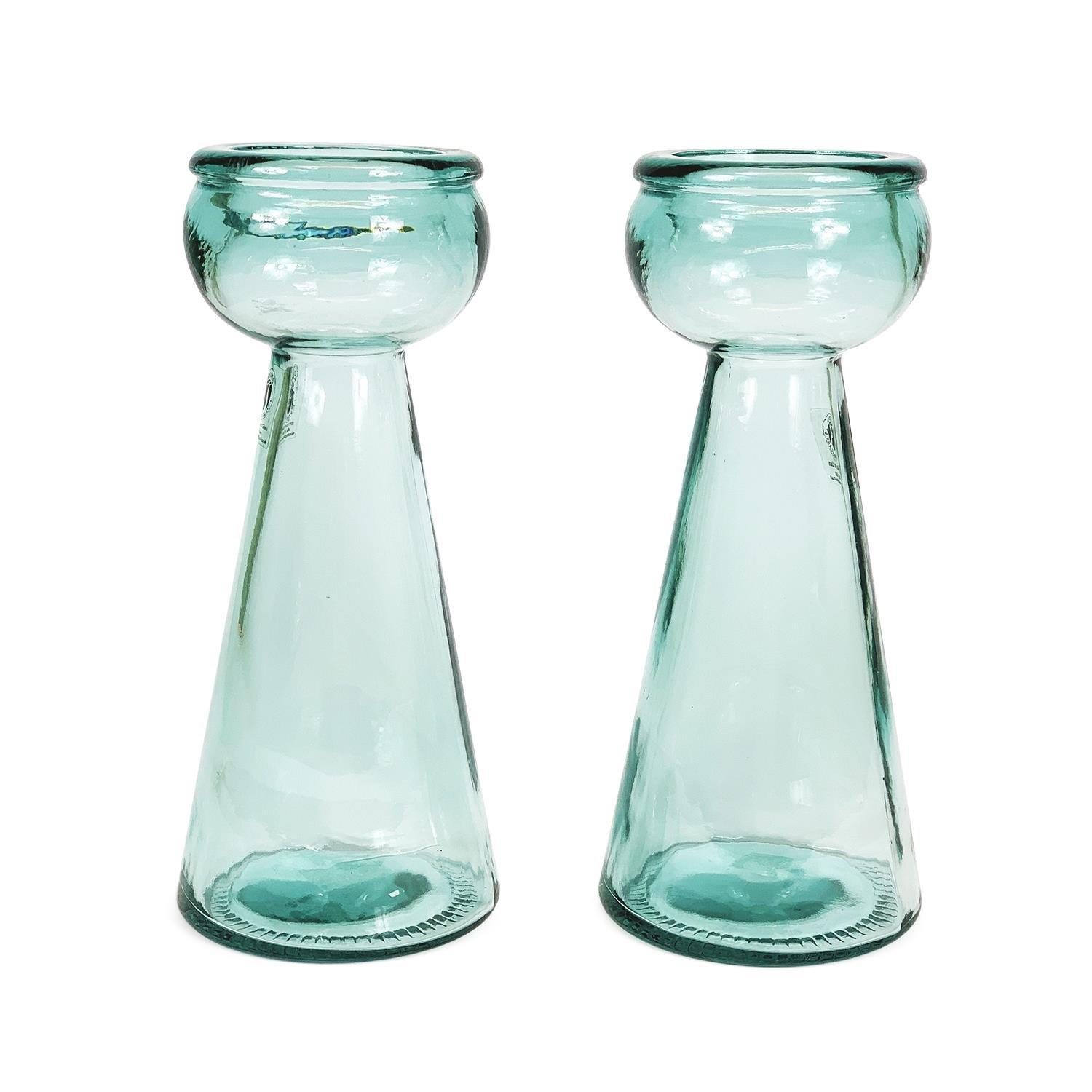 Recycled Glass Set of 2 Home Decor Candle Holders (H) 30cm